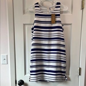 NWT Everly Francesca's Striped Navy Blue and White Sleeveless Dress - Size Small